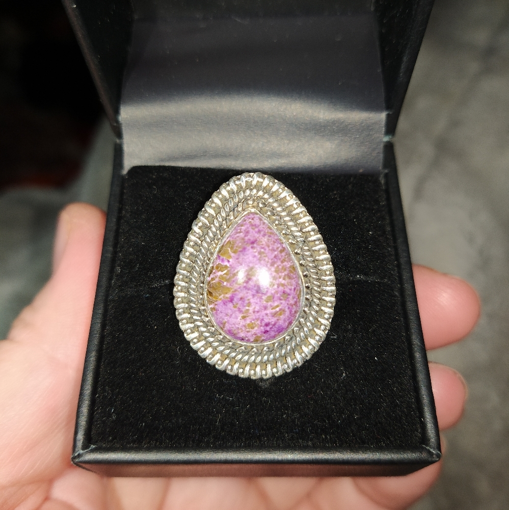 Sterling Silver Stichtite Handmade Ring size 7.5